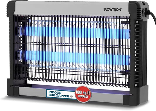 Flowtron Indoor Bug Zapper: 3000V Electric Insect Killer & Mosquito Trap - 800 Sq Ft Coverage - 20W Dual UV Light Fly Zapper for Kitchen, Bedroom, RV & Restaurant - Safe Gnat & Moth Killer