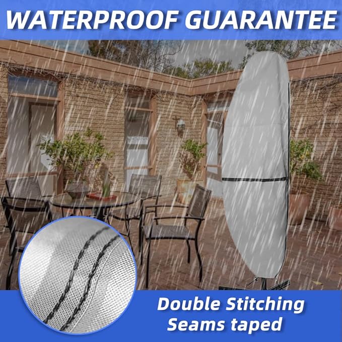 Patio Umbrella Parasol Cover - 600D Waterproof Anti-UV Fits 12-14 Feet