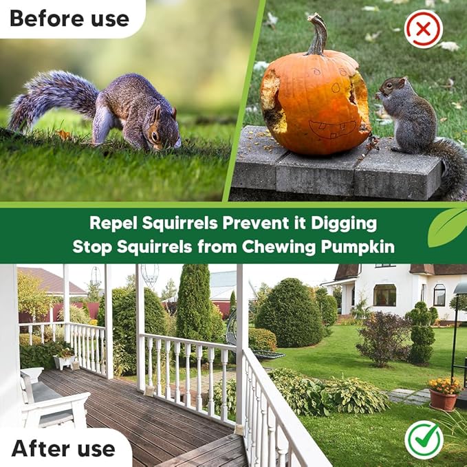 AUDQQM Squirrel Repellent, Outdoor Chipmunk Repellent, Keep Squirrels Away from Garden, Yard and Potted Plants, Chipmunk Deterrent Indoor, Squirrel Deterrent for Attic, Family & Pet Safe, 8 Pouches