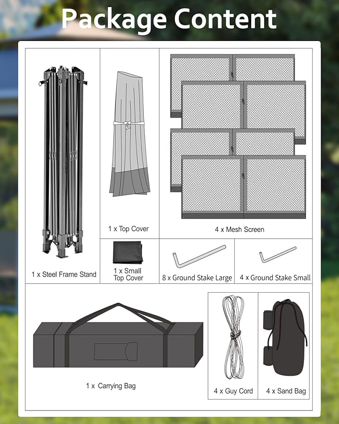 Garveelife 11x11 Pop Up Gazebo Tent with Mosquito Netting, Outdoor Canopy Shelter Easy Setup, Water & UV Resistant - Navy