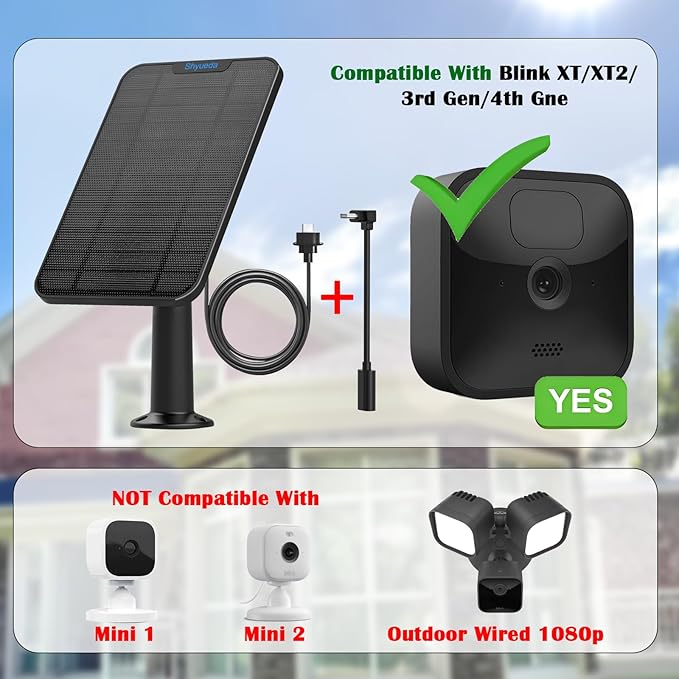 4W Solar Panel Charging Compatible with Blink 3rd Gen/XT/XT2/4th Gen Camera,with 13.1ft Waterproof Charging Cable, IP65 Weatherproof,Includes Secure Wall Mount(3-Pack)