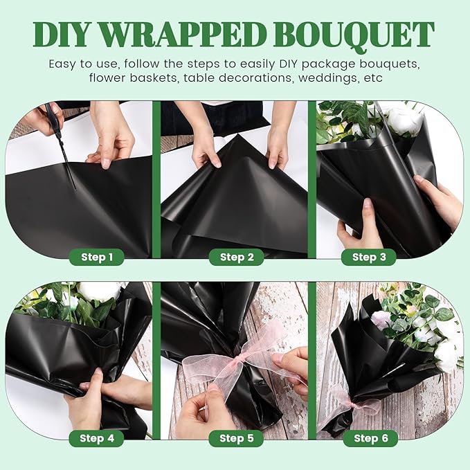 Jingmore DIY Flower Bouquet for Gift - 6 Pack Floral Foam Blocks 8" x 3.5" x 2" Dry and Wet, 40 Sheet Flower Bouquet Wrapping Paper Waterproof 22.8" x 22.8" for Anniversary Birthday Teacher Friend Mom