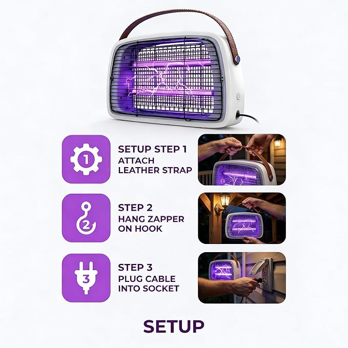 LED Bug Zapper, 12 LED Tube Up to 6 Years, Electric Mosquito Zapper, 11V-240V Fly Trap Widely Applicable.