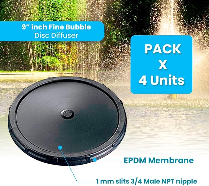 Thunder Parts ECO270-E | 9” EPDM - Fine Bubble Disc Diffuser | Aeration for Ponds, Lakes, Wastewater Treatment, Aquaculture and More. SSI Aeration Original (4 Pack)