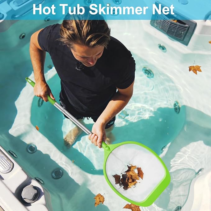 Pool Skimmer Net with 6-Section Reinforced Aluminum Pole, Deep Ultra Fine Mesh Leaf Skimmer Rake for Fast Debris Removal, 56.3" Adjustable Length for Cleaning Swimming Pools, Spas, Tubs & Ponds