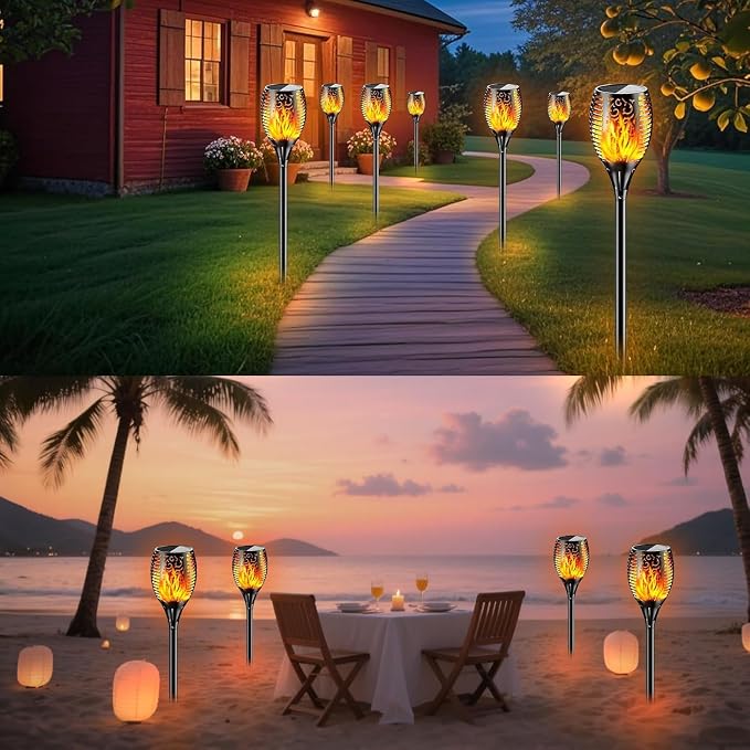 YoungPower Large Solar Torch Lights Flickering Flame, Fire Effect Garden Light Outdoor Waterproof Pathway Landscape Decoration for Patio Balcony Pool, 4 Pack