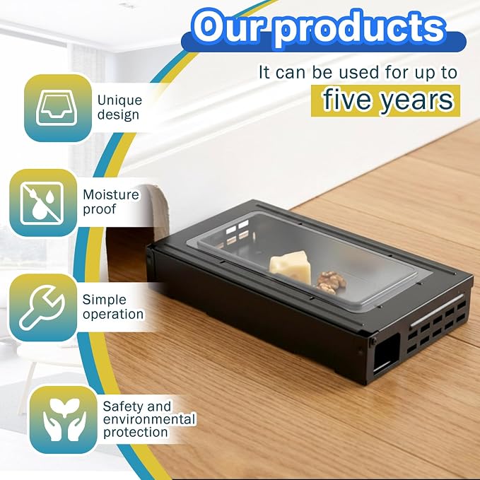 6 Packs Black Mouse Traps Multi Catch Rat Clear Top Mice Trap Rodent Humanized Rat Trap for Indoor Outdoor Control Pet and Security