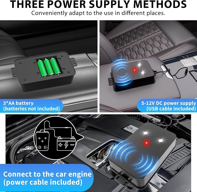 2026 Upgraded Rodent Repellent for Car Engines Mouse Repellent Ultrasonic Pest Control Repeller for Squirrel Rat Battery Operated Repellent Under Hood Keep Rodent Out of Car, Attic, Garage 4 Pack
