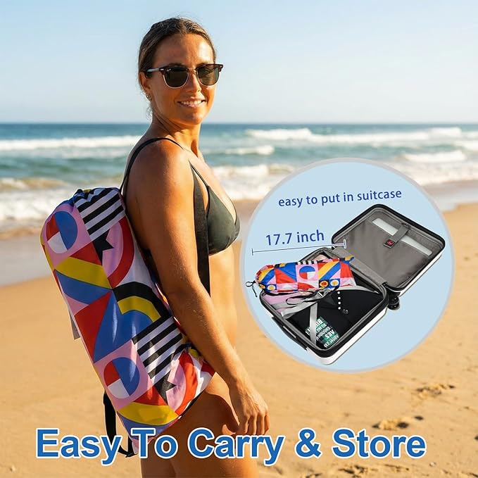 LOTTAFUN 6ft Beach Umbrella - Heavy Duty Wind Resistant UV 50+ Portable Sun Shade with Sand Anchor & Carry Bag, Outdoor Folding Umbrella for Beach, Pool, Patio, Garden (Blue strip)