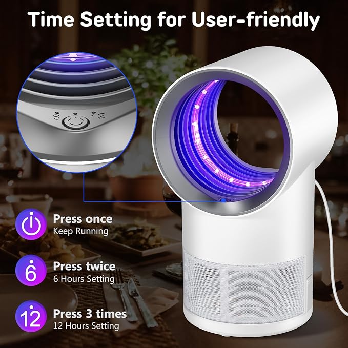 Fly Trap Indoor,Gnat Traps House Indoors, Indoor Insect Trap with Timer, Pack of 10 Refills (White)