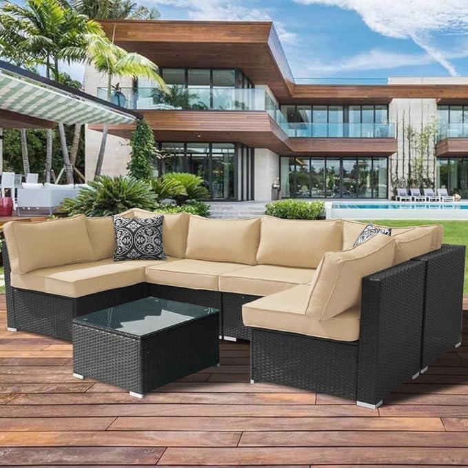 14Pcs Outdoor Cushion Covers Replacement Washable w/Zipper for 6-Seaters Sofa Patio Slipcovers Set Seat and Back Covers Only-23.6x23.6x4inch