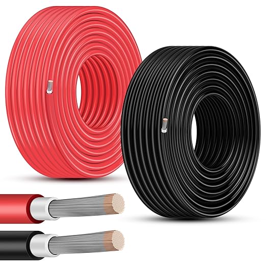10 Gauge Wire - iGreely Solar Panel Wire 100Ft Black & 100Ft Red 10AWG(6mm²) Tinned Copper UV Resistant Cable for Solar Panel MPPT Controller Boat Marine Automotive RV Outdoor
