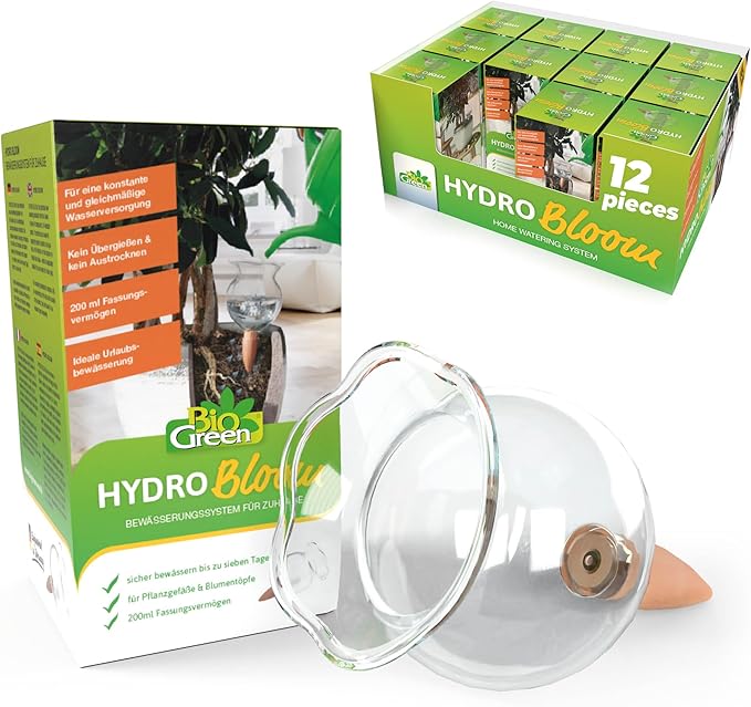 BioGreen Plant Self-Watering Globe HYDRO BLOOM | 1 Cup | Vacation Irrigation | Ideal for Indoor/Outdoor Use | Durable UV-Resistant Plastic Waterer