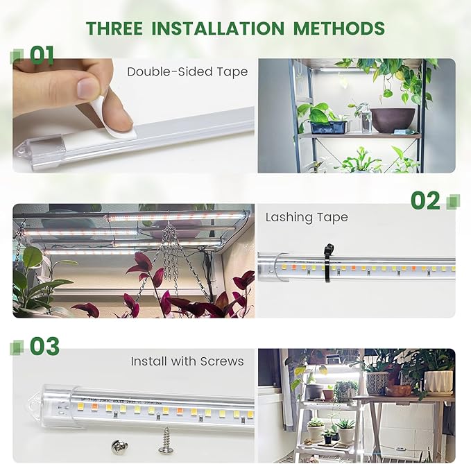 Kullsinss LED Plant Grow Light Strip, 36W 360 LEDs Grow Lights for Indoor Plants Full Spectrum with 6/12/16H Timer, 660nm/3000K/6000K Sunlike Grow Lamp for Seeds Starting Hydroponics Succulents