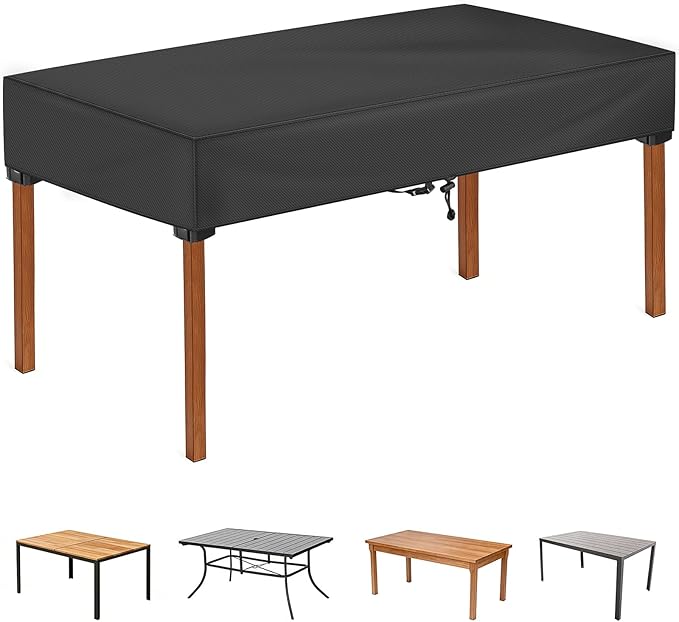 SUNICO Rectangular Outdoor Table Covers Waterproof, Anti-UV Patio Table Cover for Outdoor Furniture, Windproof Outside Dining Table Cover, Patio Furniture Cover 75" L x 40" W x 6" H