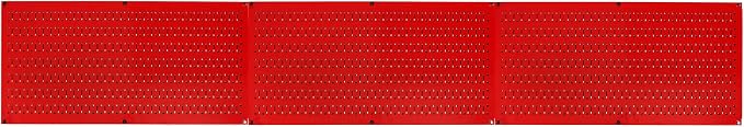 Wall Control Pegboard Value Pack - (3) Pack of Wall Control 16-Inch Tall x 32-Inch Wide Horizontal Red Metal Wallboards for Home & Garage Tool Storage Organization (Red Pegboard)