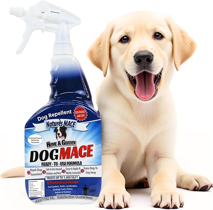 Nature’s MACE Dog Mace Repellent Spray, Keep Dogs Out of Your Lawn and Garden, Training Corrector, Stop Chewing and Digging, Safe Around Kids, Pets, & Plants, 40 oz Ready to Use, Treats 1,000 Sq. Ft.