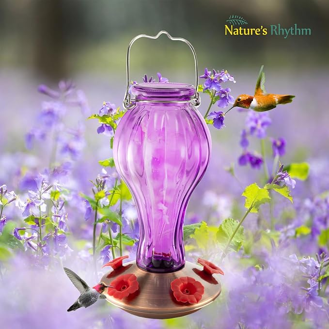 Nature's Rhythm Outdoor Mesh Feeder Metal Mesh Bird Feeder Purple Balloon Bottle Feeder Bird
