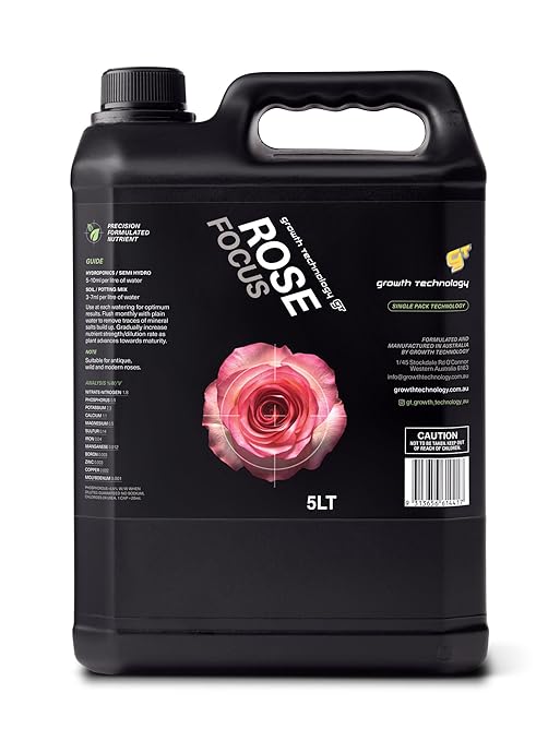 Growth Technology GT Rose Focus – Liquid Plant Food & Plant Nutrient for All Roses – Complete Formula with 12 Essential Minerals & Extra Calcium for Healthy Growth & Vibrant Blooms – 5 Liters