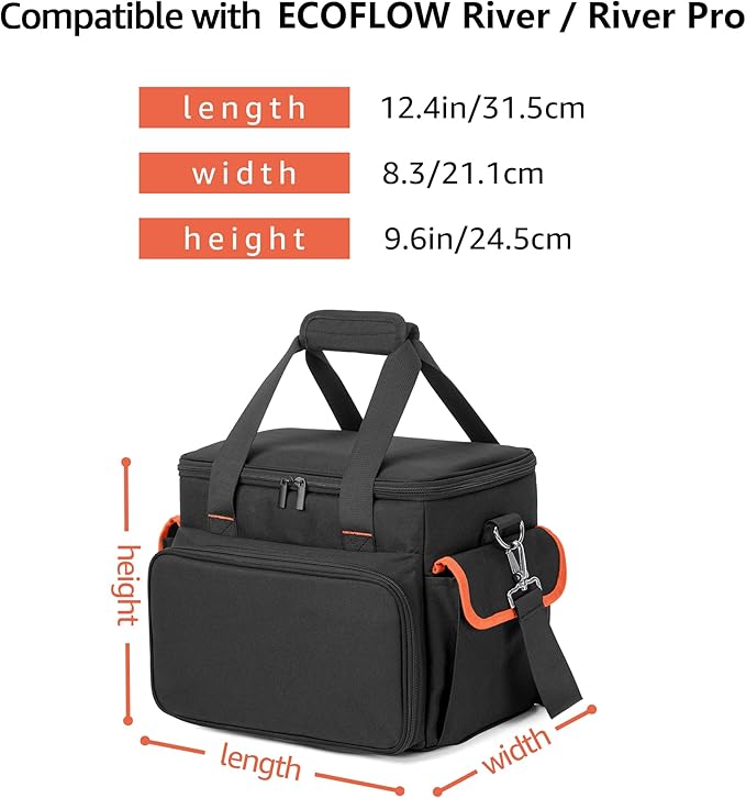 Trunab Carrying Case Compatible with ECOFLOW River/River 2/River Pro, Storage Bag with Waterproof Bottom and Front Pockets for Charging Cable and Accessories
