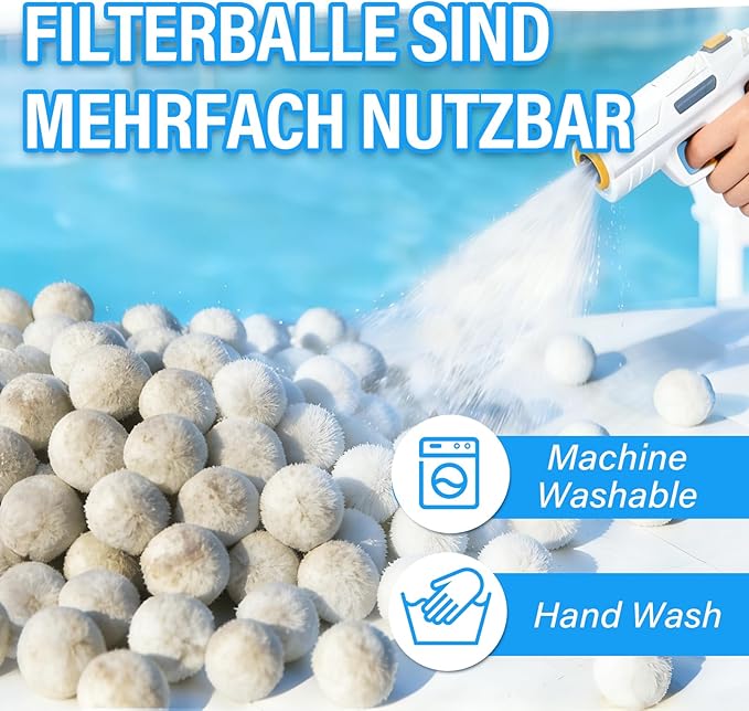 4 lbs Pool Filter Balls for Filter Pump, Upgraded High-Density Reusable Fiber Media Replace 150 lbs Filter Sand, Long-Lasting Filtration for Above Ground Swimming Pool, Aquarium & Pond