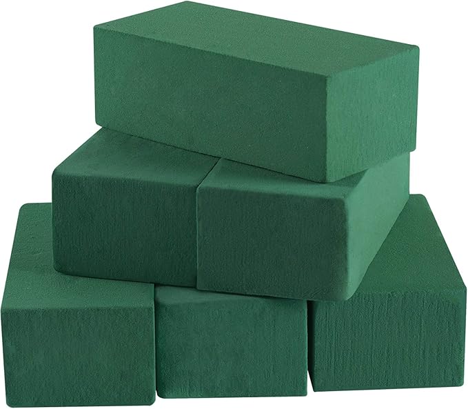Toopify 6 Pcs Floral Foam, Wet and Dry Floral Foam Blocks Flower Arrangement Kit for Fresh or Silk Artificial Flowers (Green, 9" L x 3.1" W x 4.3" H)