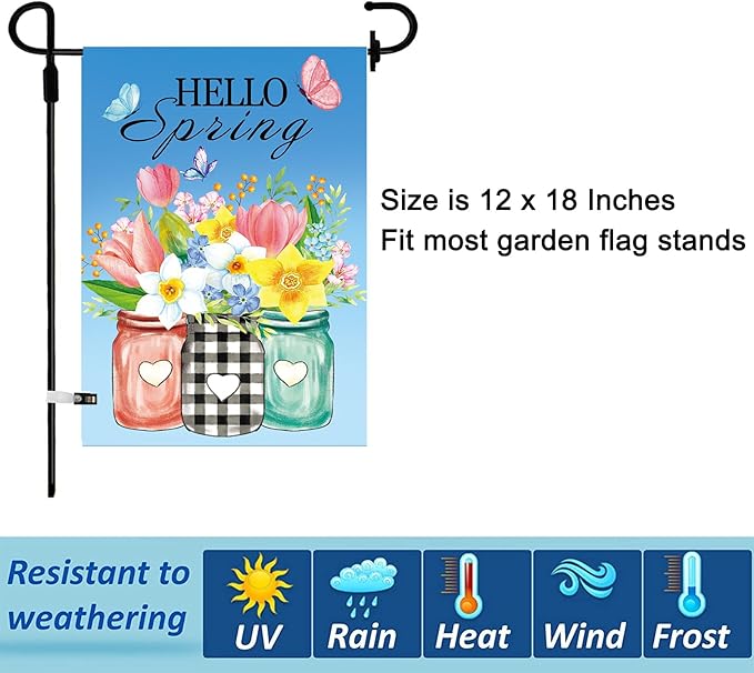 Seasonal Garden Flags Set of 12 Double Sided 12 x 18 Inch Glass Bottles Theme Yard Flags, Small Flags for Outside, Spring Easter 4th of July Outdoor Flags, Holiday Garden Flags for All Seasons