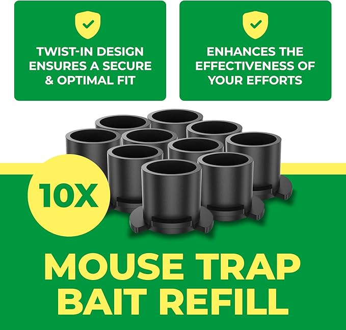 Mouse Trap Bait Refill Pack - 10-Pack Peanut Butter Scented Bait Enhancer for Rodent Traps | Universal Twist-in Design for Easy Setup | Increase Trap Efficiency | UCatch