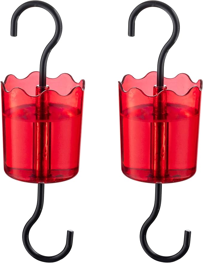 Ant Moat for Hummingbird Feeders [Set of 2] Ant Guard Keeps Ants Away from Feeders, Made of Durable Plastic, Red Color/Rustproof S Hooks, Suitable for All Hummingbird Feeders.
