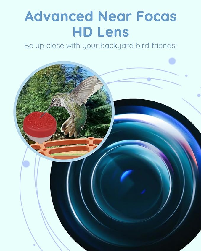 Hiseeu 3MP Feeder with Camera, 2.5L, AI Identify 11000+ Species, Solar Powered, Auto Capture Bird Videos & Motion Detection, Smart Bird Watching Camera Wireless Outdoor (Orange-64G)
