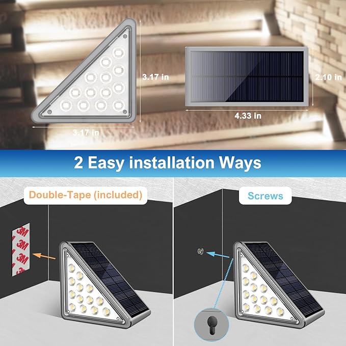 Grey Solar Step Light Outdoor Stair Lights, Deck Lights Outdoor Powered IP65 Waterproof, 6500K Cool White Solar Outdoor Step Light, Decor for Stair, Deck, Step,Porch and Outside Patio,6 Pack