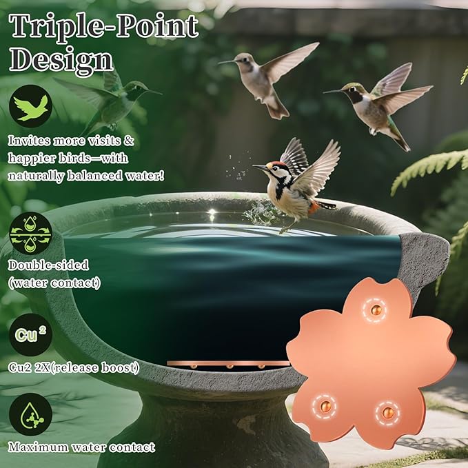 Bird Bath Copper Disk, 99.9% Pure Copper Cleaner Disc Plate 0.6mm Reinforced for Outside Physical Safe Water Purification Bird Bowls Birdbaths Solar Maintenance All-Season