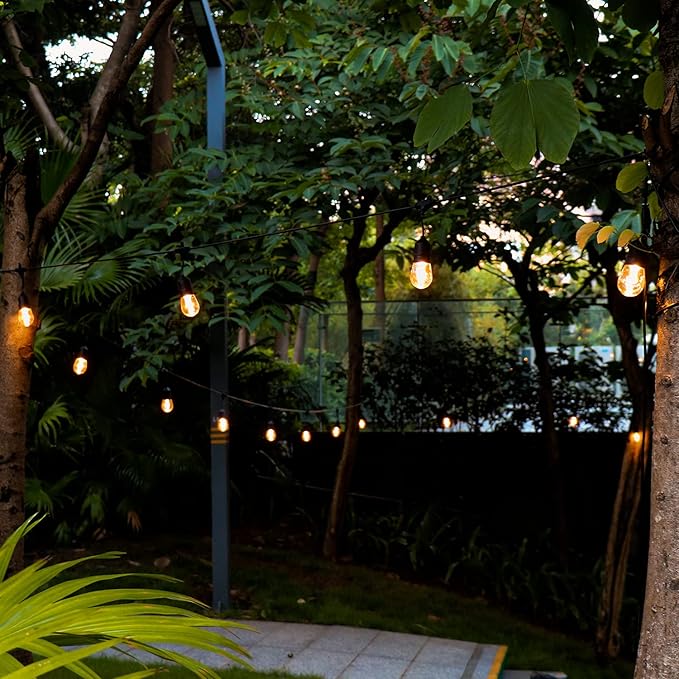 GANA 12V Low Voltage & Safe LED Outdoor String Lights,96FT 30 Shatterproof Bulbs, 2200K Warm White Pergola Lights for Your House's, Garden, Fence, Porch,Balcony,and Bistro（96FT）