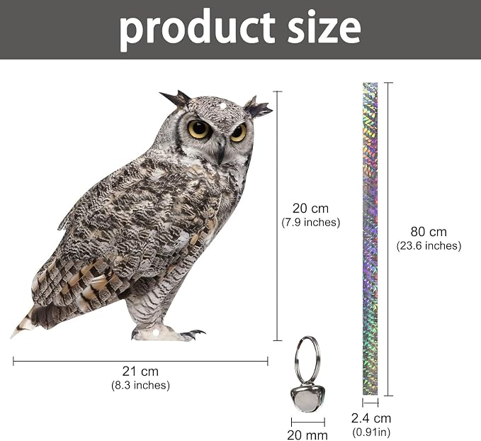 Owl to Scare Animals, 5 Pack Hanging Effective Owl Control Device to Keep Animals Pigeon Woodpecker Away from Outdoor Garden Yard
