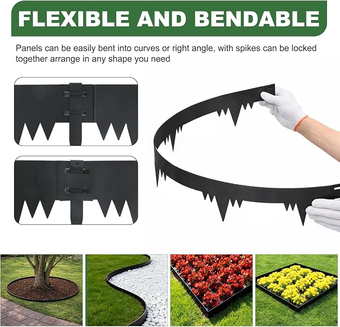 Metal Landscape Edging Border 6 Packs 42'' L x 5.5'' H, Pre-Rusted Steel Garden Edging Border with 6 Stakes, Hammer-in Lawn Edging for Landscaping, Flower Bed, Yard, Pathway, Tree Ring (21ft Total)