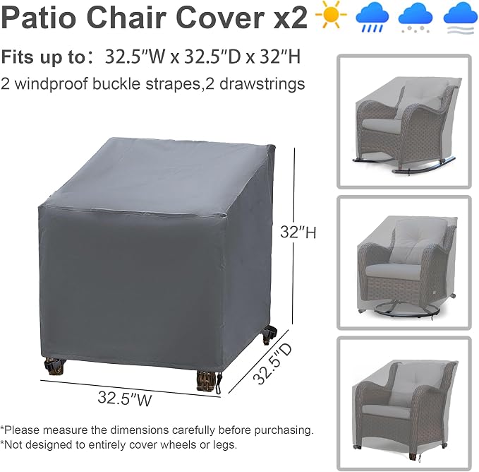 Patio Furniture Covers,Outdoor Furniture Cover Waterproof,Patio Furniture Set Covers for 4 Piece Outdoor Conversation Set,Patio Covers Set X-Large (Grey)