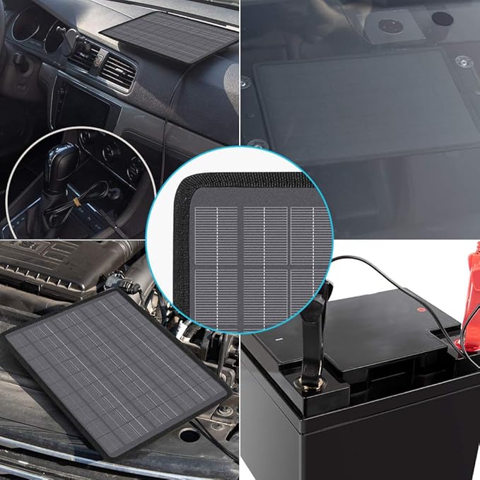 Renogy 10W Solar Trickle Charger Portable Battery Maintainer with Lighter Plug/Alligator Clips/Battery Cables for Car Boat Marine Motorcycles Truck