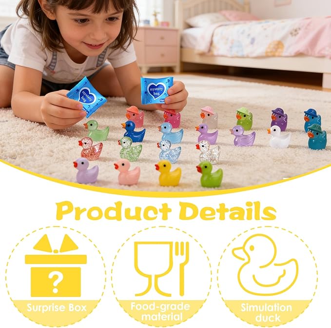 Mini Glow In The Dark Animal Resin Models, Resin Animals Mystery Bags, Individually Wrapped Blind Bags Tiny Animal Figurines, Collectible Mini Animals For Fairy Garden, DIY Crafts (50, Z-Ducks)