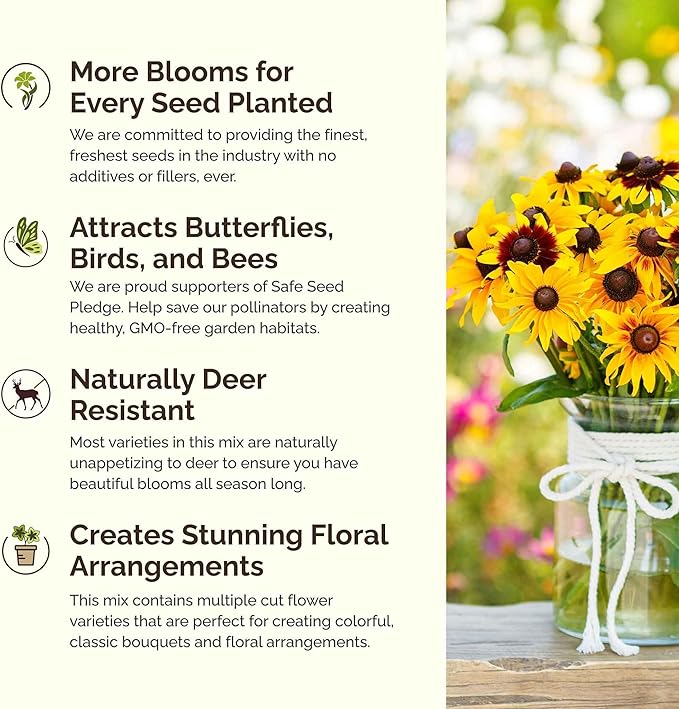 Eden Brothers Annual & Perennial Wildflower Seed Bundle for Planting – 39 Non-GMO, Pollinator Friendly Flower Seed Varieties – Plant in Spring, Zones 3, 4, 5, 6, 7, 8, 9, 10
