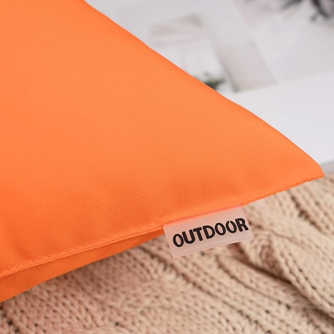 MIULEE Pack of 2 Decorative Outdoor Waterproof Pillow Covers Rectangular Garden Cushion Sham Throw Pillowcase Summer Shell for Fall Patio Tent Couch 12x20 Inch Orange