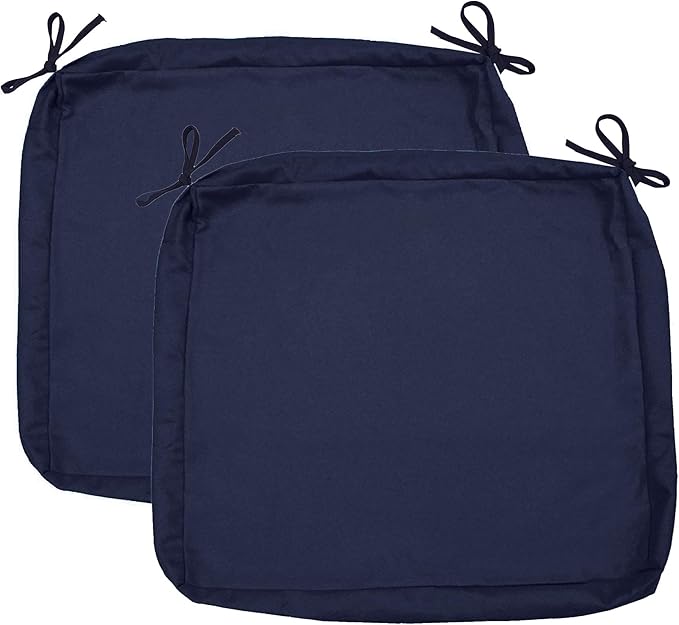 Sigmat Outdoor Seat Cushion Cover Water Repellent Square Chair Cushion Cover-Only Cover Navy 20"x20"x2"(2 Covers)