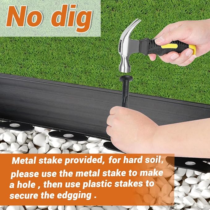 Landscape Edging,4inx33feet Garden Edging with 60 Spikes for Lawn