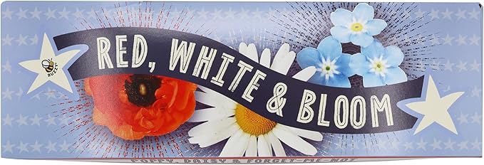 BUZZY Seeds Americana Grow Kit 3-Pack – Red White and Blue Pails with Daisies, Poppies & Forget-Me-Nots – Fun Patriotic Indoor Flower Grow Kit, DIY Gardening Gift Set