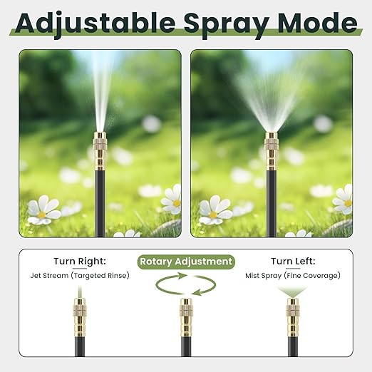 Automatic Drip Irrigation Kits - Garden Watering System with 360° Bendable Spray Adjustable Copper Atomizing Nozzles for Yard, Lawn, Raised Bed, Greenhouse, Potted Plants (24 Nozzles, 100FT Hose)