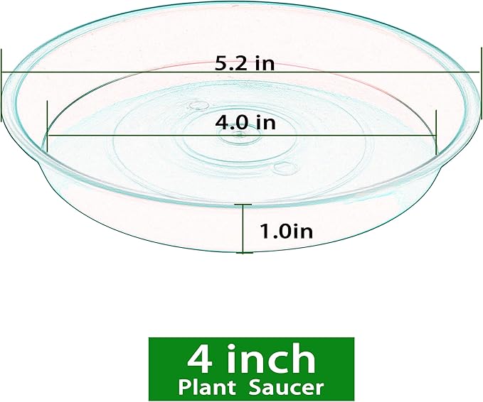 6 Pack Plastic Plant Saucer Planter Water Drip Tray, 4 5 6 7 8 9 10 11 12 inch, Heavy Sturdy Tray for Indoors Outdoor Plants, Flower Pot Saucers for Pots Base (4", Blue)