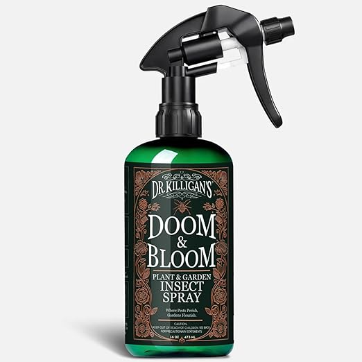 Dr. Killigan’s Doom & Bloom House Plant Pest Spray - for Outdoor & Indoor Gardening, Kills Aphids, Spider Mites, Fungus Gnats & Thrips on Contact, Adjustable Trigger Sprayer (16 oz)