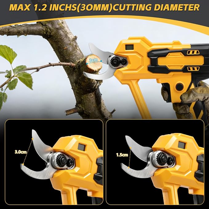 Cordless Pruning Shears for Dewalt 20V Battery, Brushless Pruner with 0.6"/1.2" Cutting Modes, LCD Display, Electric Pruning Shears for Gardening Tree Trimming (No Battery)