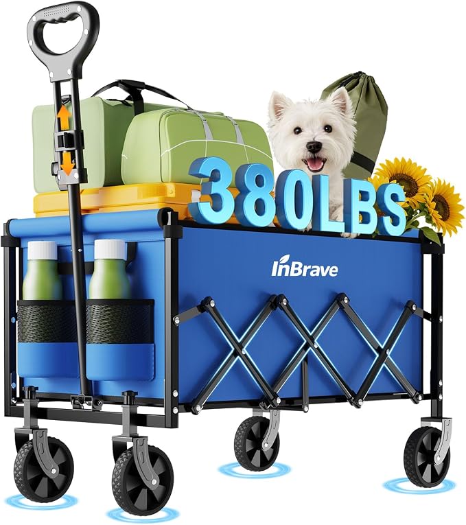 120L Collapsible Wagon Cart | Foldable Utility Cart for Camping, Beach & Sports(Blue)