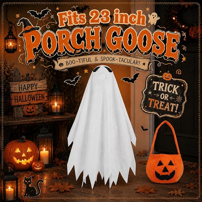 Halloween Porch Goose Outfits Clothes, Pumpkin Party Decor Gifts Lawn 23 inch Porch Goose Costume Clothing for Patio Yard