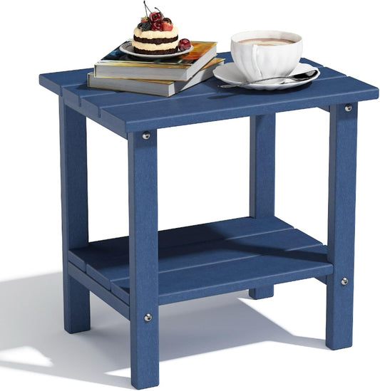 Outdoor Side Table, Weather-Resistant Patio Side Table for Backyard, Pool & Porch, Durable & Stylish Patio End Table (Dark Blue)